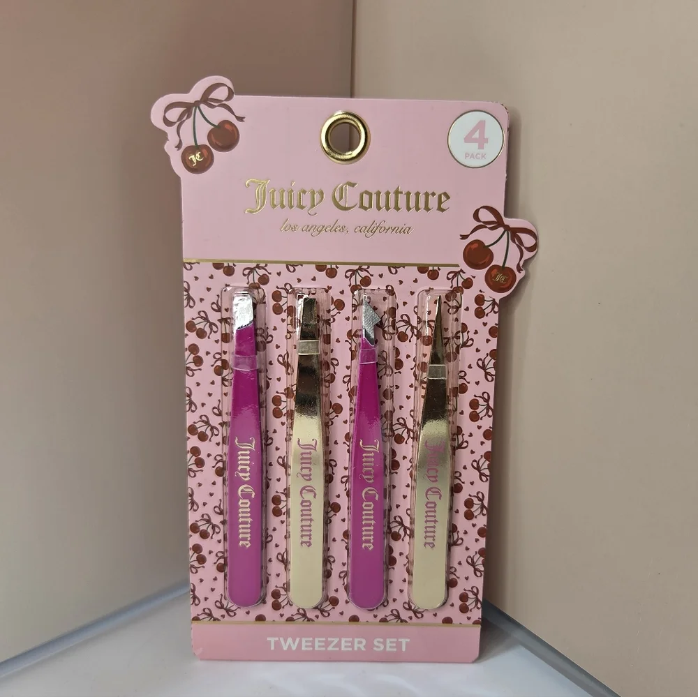 💕▪️Juicy Couture▪️ Hot Pink and Gold Set Of 4 Tweezers